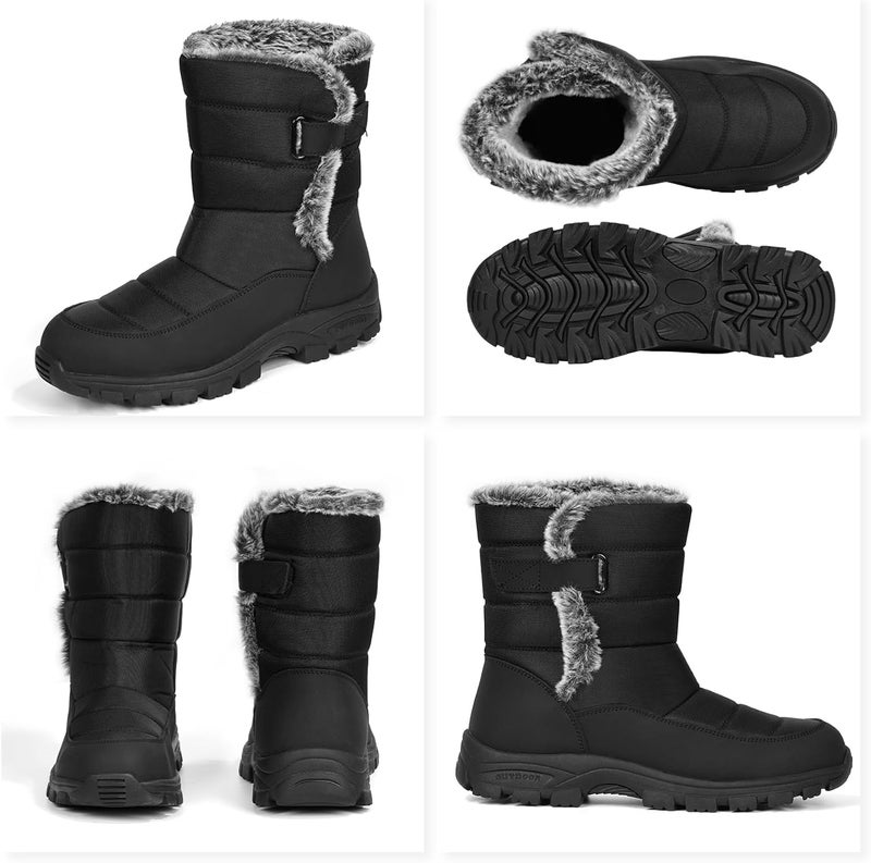 ANGRYRAM Store Winter Steel Toe Boots for Women Non Slip Warm Insulated Snow Boots Faux Fur Comfortable Mid Calf Safety Toe Furry Snow Shoes for Industry Construction Outdoor Winter - Image 5